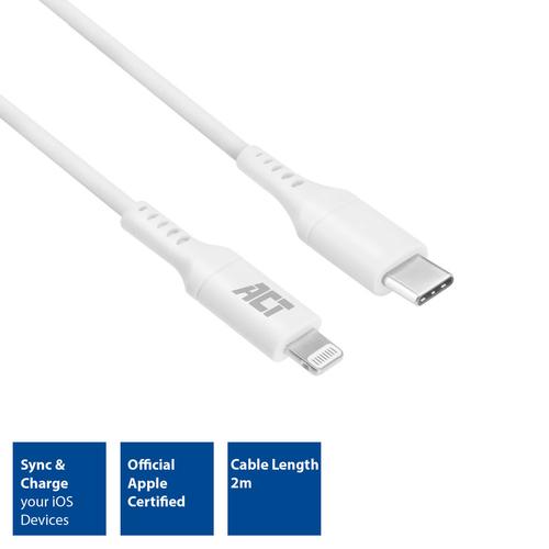 ACT USB-C Lightning Cable for Apple 2.0m MFI official Apple Certified