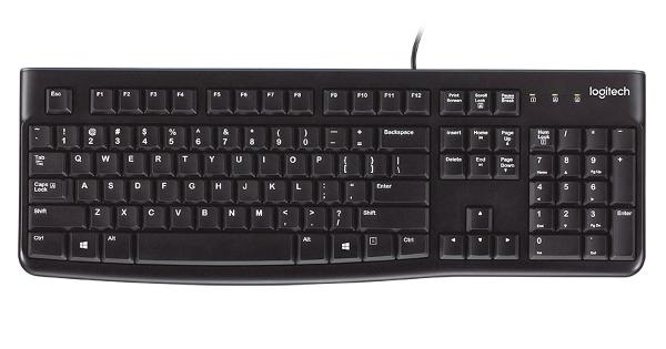 Logitech K120 USB-toetsenbord in zakelijke stijl [USB, 104 toetsen, numpad, duurzaam, zwart]