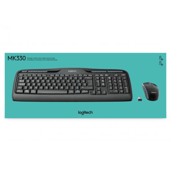 Logitech MK330 920-003989 Draadloze desktop [Numpad, Wiel, 11x Mediatoetsen, Optisch, Zwart]