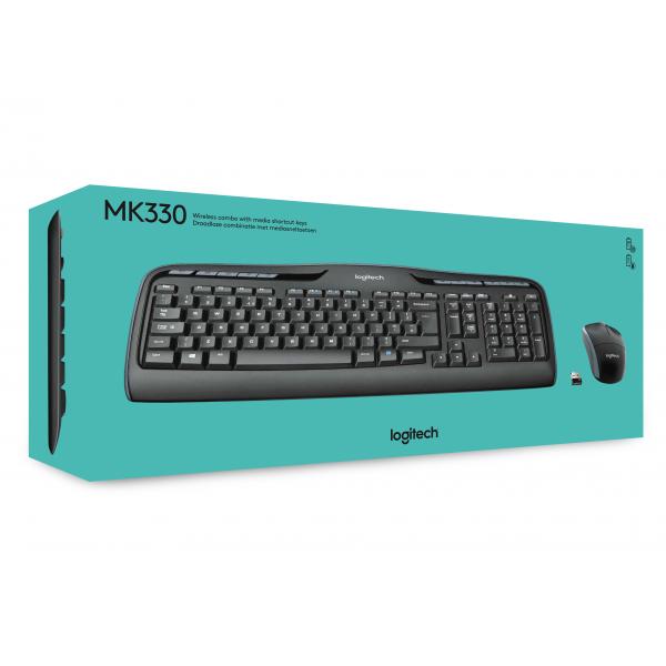 Logitech MK330 920-003989 Draadloze desktop [Numpad, Wiel, 11x Mediatoetsen, Optisch, Zwart]