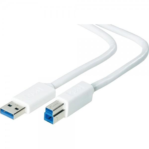 ADJ 320-00020 USB 3.0 Kabel, Type A / Type B M/M 3m White Blister