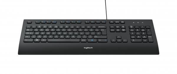 Logitech K280e-toetsenbord [USB, volledig formaat, numpad, morsbestendig, polssteun, zwart]