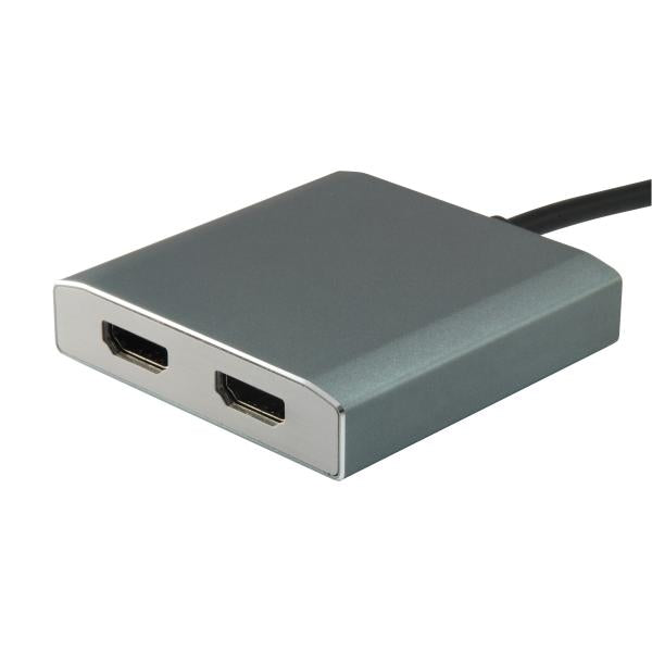 Equip 133464 USB Type C to 2x HDMI Female Adapter, 2160p@30 Hz, USB3.1 Gen1, Grey