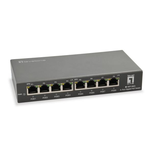 Levelone GEP-0823 8-poorts Gigabit PoE-switch, 802.3at/af PoE, 120W