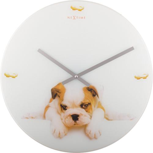 NeXtime klok 8136 Puppy, Ø43 cm, Wall, White/ Beige