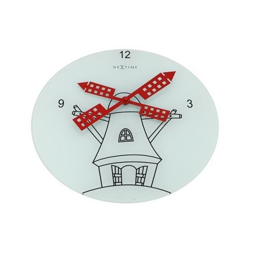 NeXtime klok 8807 Windmil, Ø30 cm, Wand, Wit/ Zwart/ Rood