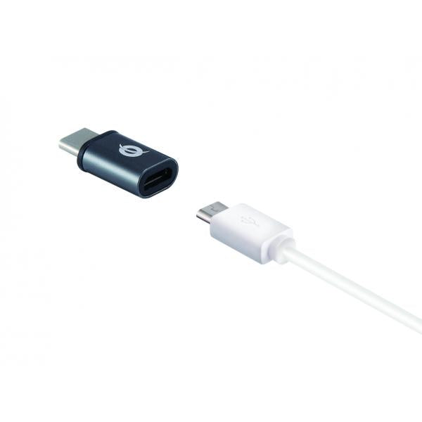 Conceptronic DONN05G USB-C naar micro-USB OTG-adapter, 3-pack, USB 2.0 type-C en micro, mannelijk/vrouwelijk, zwart