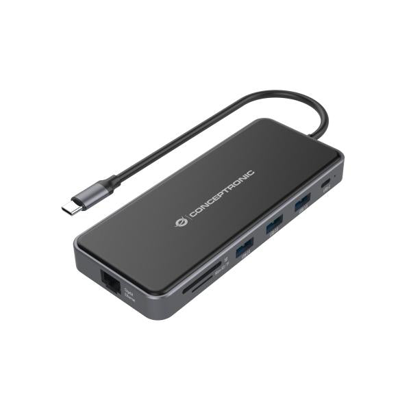 Conceptronic DONN15G 12-in-1 dockingstation, USB 3.2 Gen 1, Type-C, 100 W, HDMI, VGA, (Micro)SD