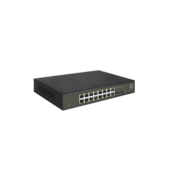 LevelOne GES-2118 Hilbert 18-Port Gigabit Smart Lite Switch, 16 x Gigabit RJ45, 2 x Gigabit SFP, Man