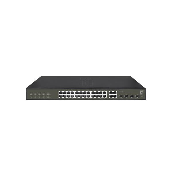 LevelOne GES-2128 Hilbert 28-poorts Gigabit Smart Lite-switch, 24 x Gigabit RJ45, 4 x Gigabit SFP/RJ45