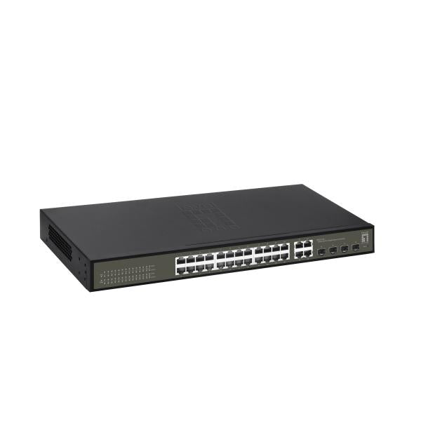 LevelOne GES-2128 Hilbert 28-poorts Gigabit Smart Lite-switch, 24 x Gigabit RJ45, 4 x Gigabit SFP/RJ45