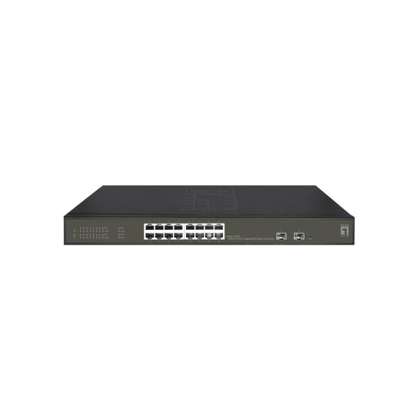 LevelOne GES-2118P Hilbert 18-poorts Gigabit PoE Smart Lite Switch, 16 PoE-uitgangen, 2 x Gigabit SFP, 8