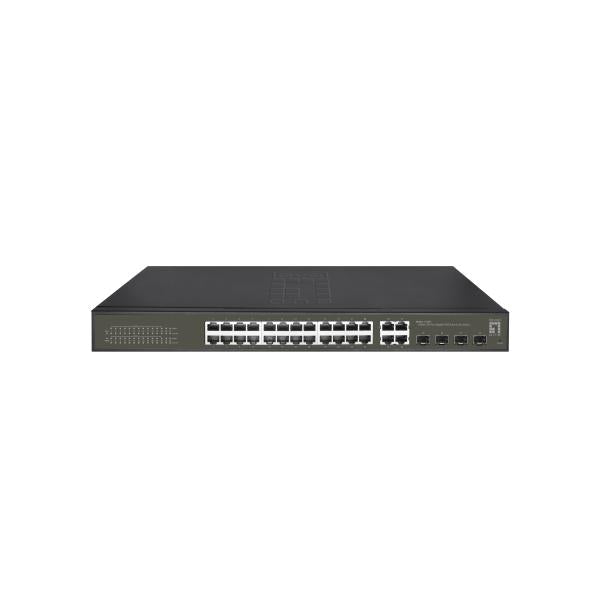 LevelOne GES-2128P Hilbert 28-poorts Gigabit PoE Smart Lite Switch, 24 PoE-uitgangen, 4 x Gigabit SFP/RJ