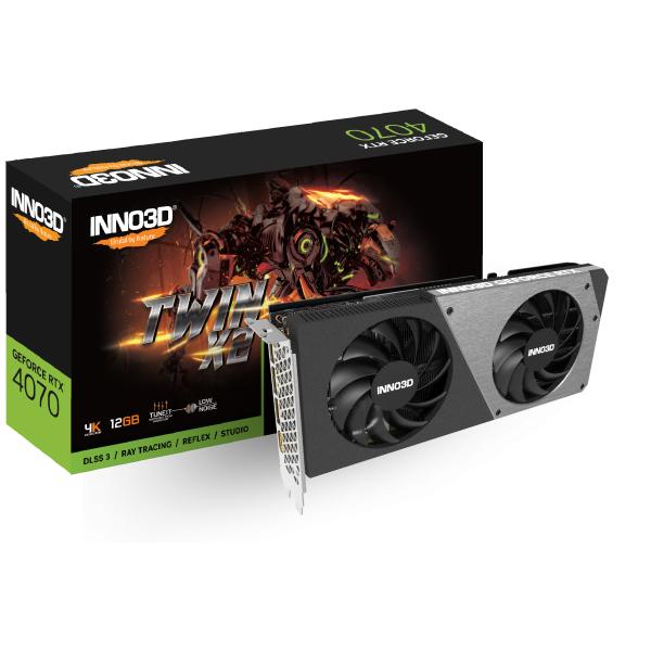 INNO3D N40702-126X-185252N GeForce RTX 4070 X2, 12GB GDDR6X, 192-bit, 2475, 21Gbps, 3xDP+HDMI