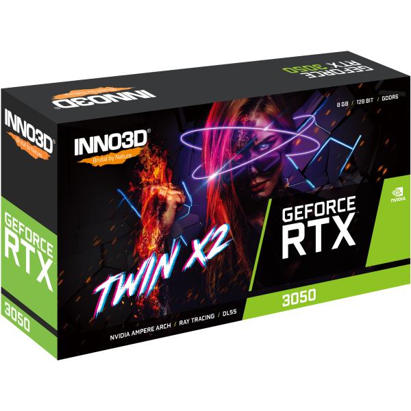 INNO3D N30502-08D6-1711VA41 GeForce RTX 3050 Twin X2 V2, 8GB GDDR6, 128-bit, 1777, 14Gbps, 1xDP+HDMI