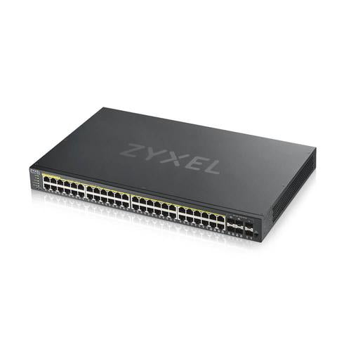 ZYXEL GS1920-48HPv2- 52 Port Smart Managed PoE Switch 48x Gigabit Copper PoE and 4x Gigabit dual pers.- hybrid mode- standalone or NebulaFlex Cloud- 375 Watt PoE