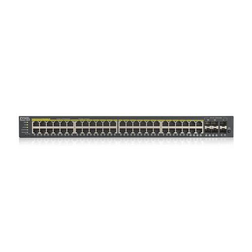 ZYXEL GS1920-48HPv2- 52 Port Smart Managed PoE Switch 48x Gigabit Copper PoE and 4x Gigabit dual pers.- hybrid mode- standalone or NebulaFlex Cloud- 375 Watt PoE