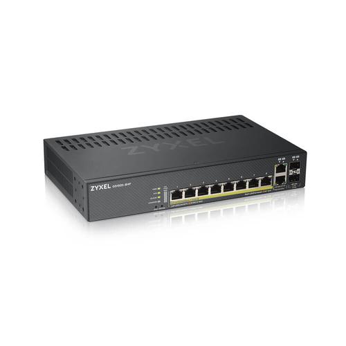 ZYXEL GS1920-8HPv2- 10 Port Smart Managed Switch 8x Gigabit Copper and 2x Gigabit dual pers.-hybrid mode- standalone/NebulaFlex Cloud- 130 Watt PoE- fanless