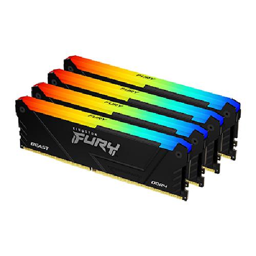 Kingston 64GB 2666MT/s DDR4 CL16 DIMM (Kit of 4)1Gx8 FURY Beast RGB