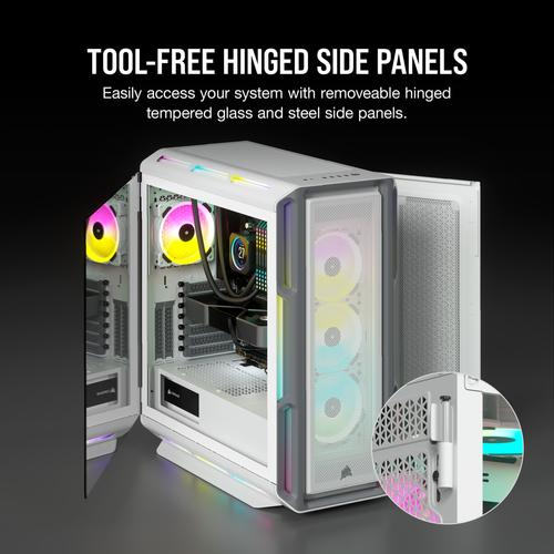 Corsair iCUE 5000T RGB Tempered Glass Mid-TowerSmart Case  White