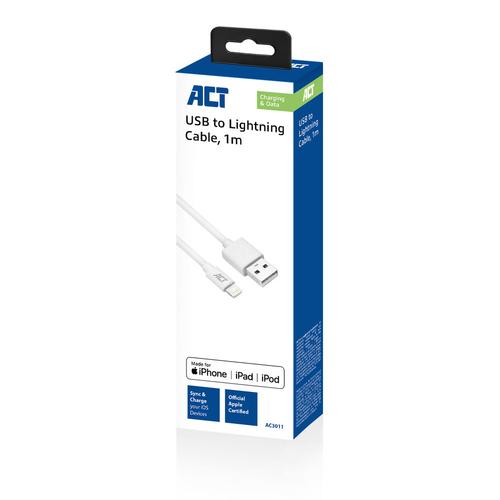 ACT USB Lightning Cable for Apple 1.0m MFI official Apple Certified