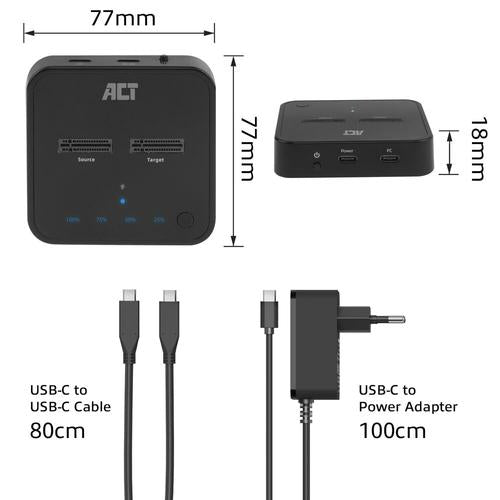 ACT USB-C Dual M.2 NVMe Docking Station offline clone function