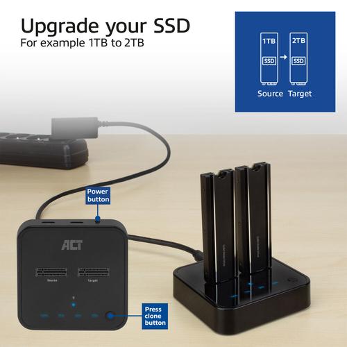 ACT USB-C Dual M.2 NVMe Docking Station offline clone function